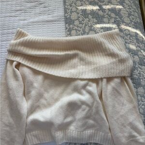 Abercrombie & Fitch Off-Shoulder Cream Sweater